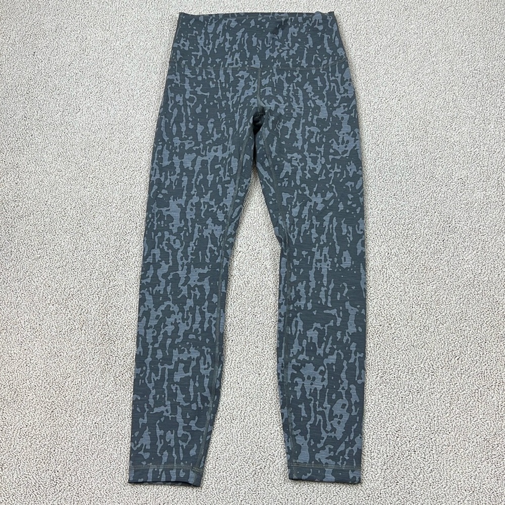 Lululemon Leggings Gray Patterned Adjustable Waist Womens Size 6 Yoga Pants